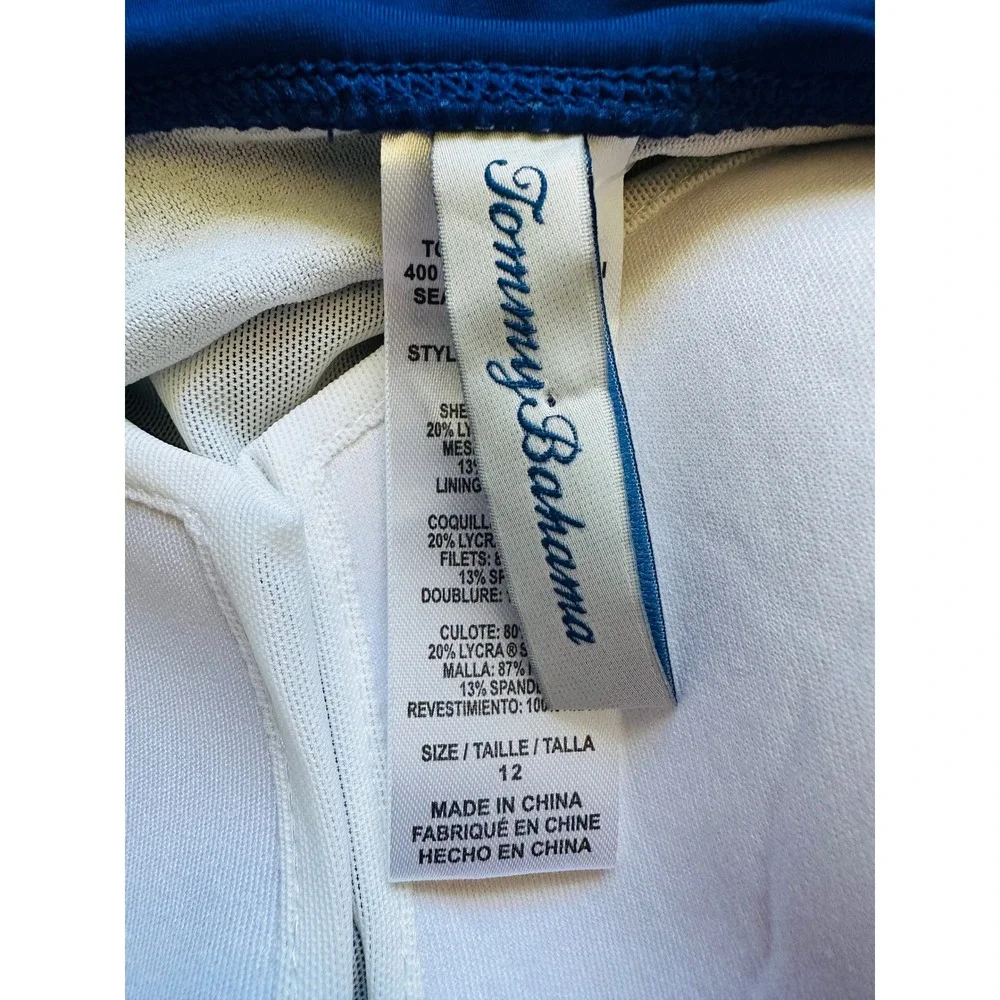 Tommy‎ Bahama Pearl Twist Front Shirred One Piece Swimsuit Blue Sapphire Size 12